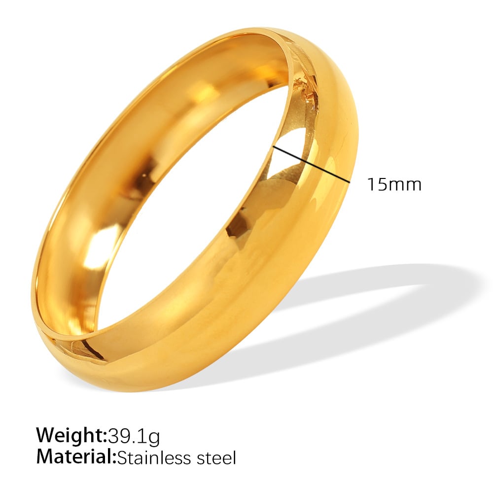 1 Piece Simple Series Simple Solid Color Stainless Steel 18K Gold Plated Women's Bangles h5 